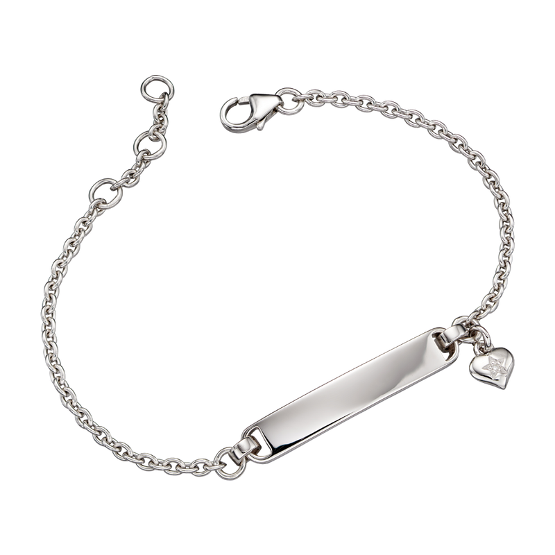 Aisha Diamond Charm ID Bracelet - Silver - LSB0234