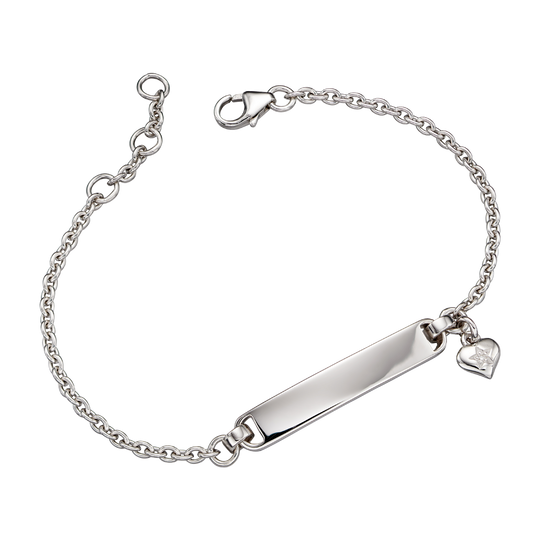 Aisha Diamond Charm ID Bracelet - Silver - LSB0234