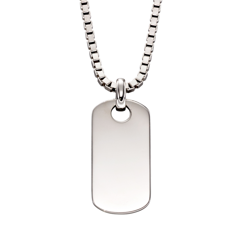 Oli Boys Dog Tag Pendant - Silver - LSN00231