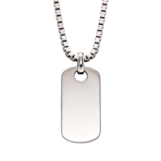 Oli Boys Dog Tag Pendant - Silver - LSN00231