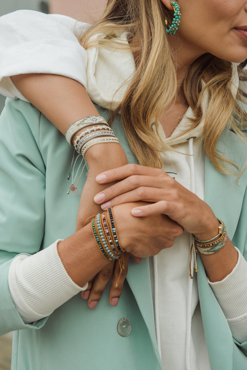 Blaze Bracelet - Cream/Silver - B-BE-S-10903