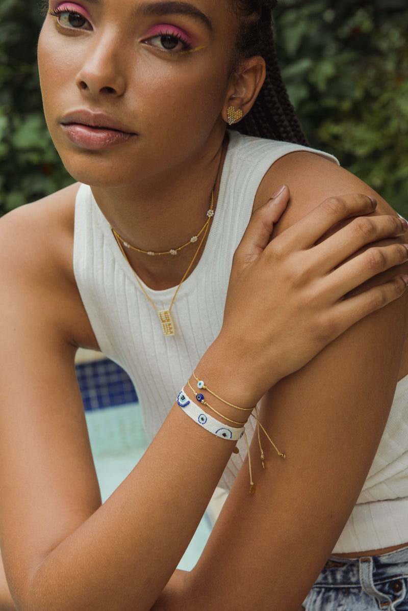 Mini Eye Bracelet - Gold/Blue - B-GL-XS-10843