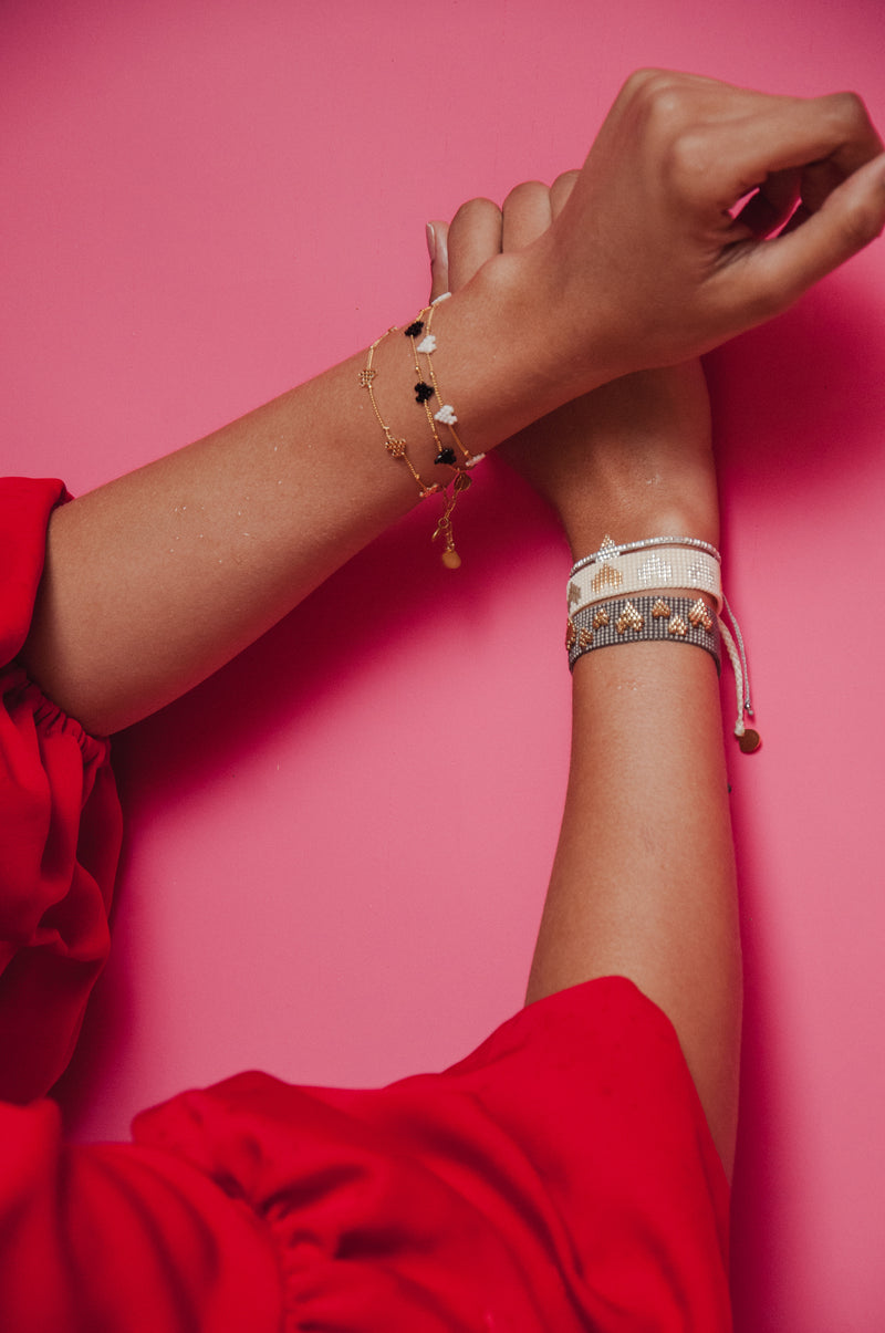 Heart Splash Bracelet - Grey/Gold - B-BR-S-10267