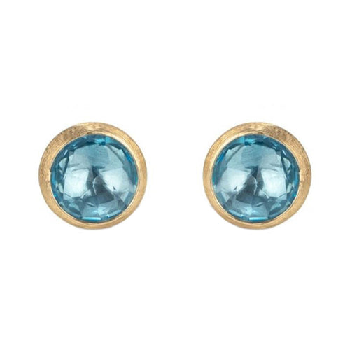 Jaipur Stud Earrings - Yellow Gold/Blue Topaz - OB957-TP01-Y