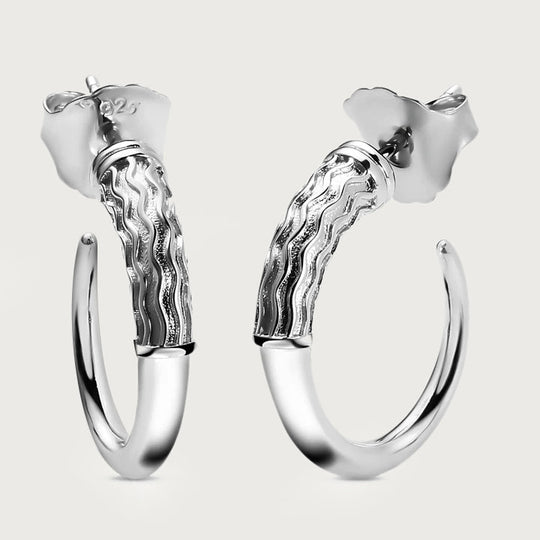 Cherish Zig Zag Hoop Earrings - Silver - CHR400-SV
