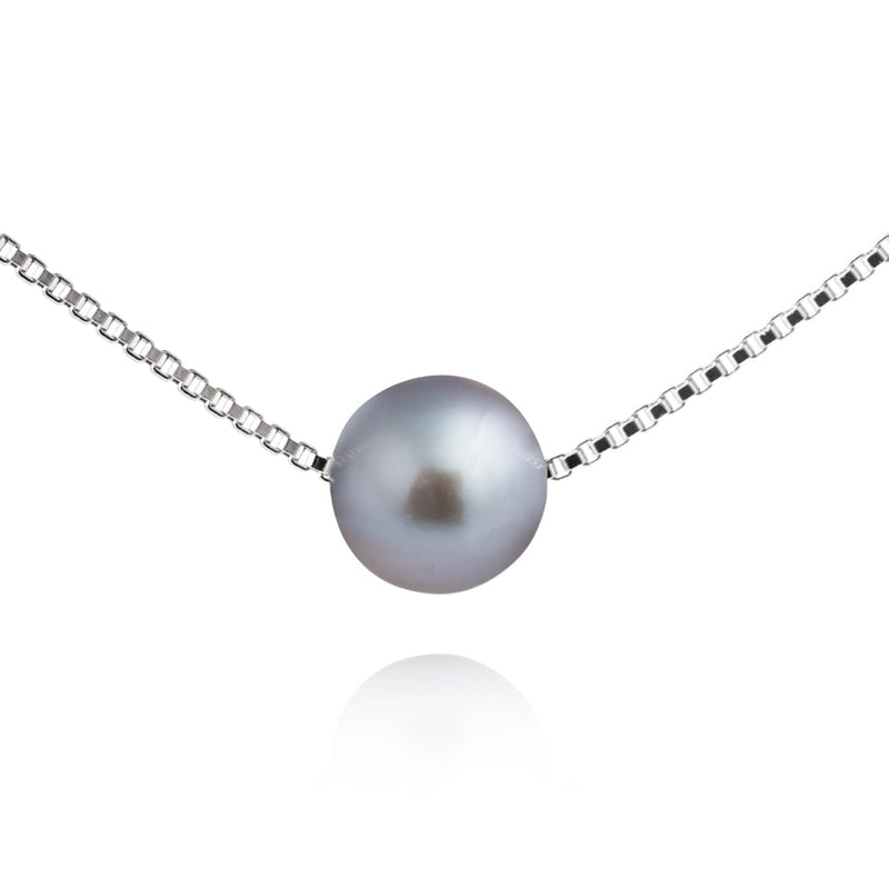 Single Silver Grey Pearl Necklace - N1S