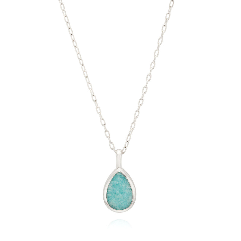 Medium Amazonite Drop Pendant - Silver - NK10390-SAMAZ