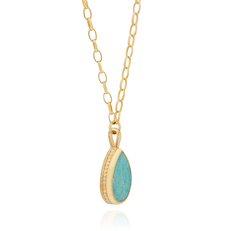 Large Amazonite Drop Pendant - Gold - NK10391-GAMAZ