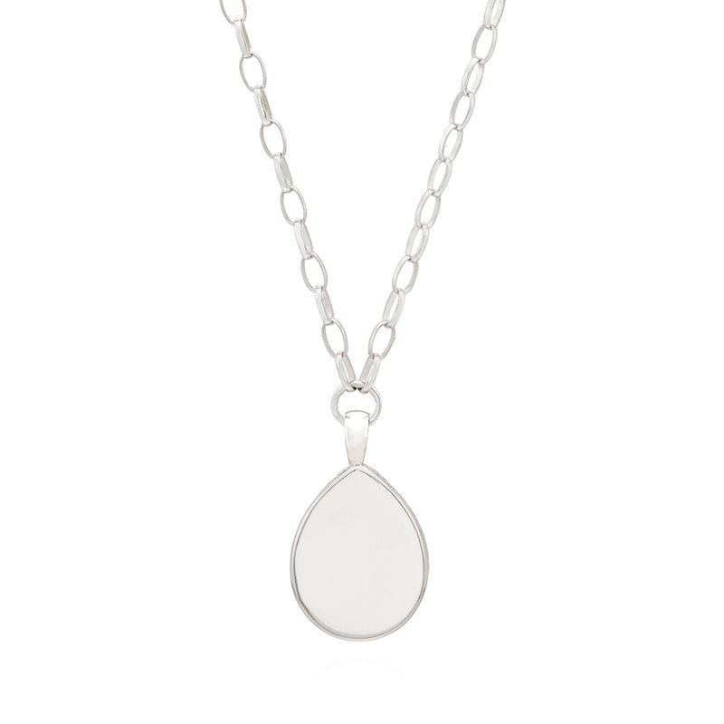 Large Amazonite Drop Pendant - Silver - NK10391-SAMAZ