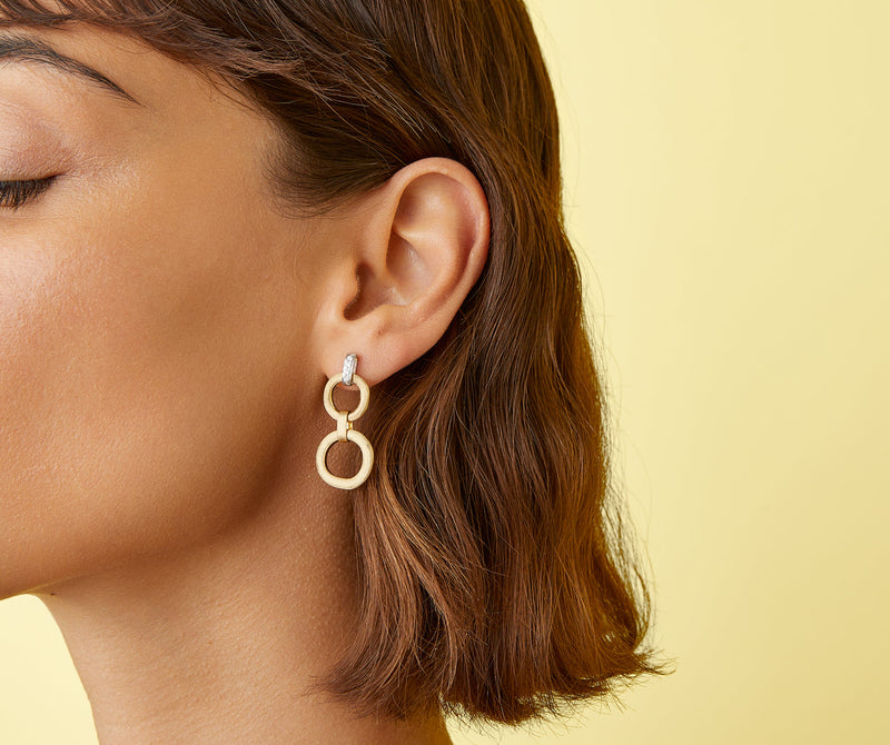 Jaipur Double Drop Diamond Earrings - Gold - OB1759-B-YW