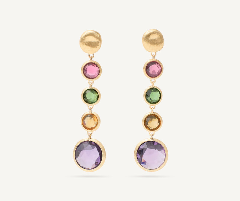 Jaipur Mixed Gemstone Earrings - Gold - OB901-MIX01-Y