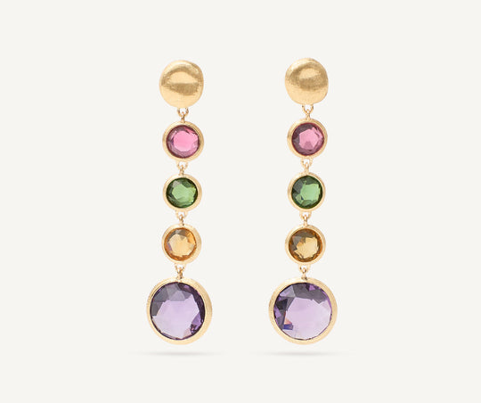 Jaipur Mixed Gemstone Earrings - Gold - OB901-MIX01-Y