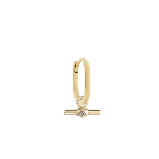 Oval Clicker Hoop & Diamond T-Bar Plaque - Gold - OV-MED-TBAR-WDIA