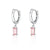 Baguette Charm Hoop Earrings - Silver/Pink - SPS-427