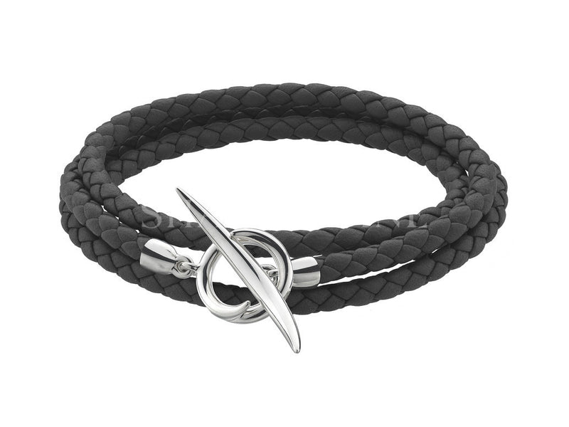 Leather Quill Bracelet - Black/Silver - QU020.SSBKBZ