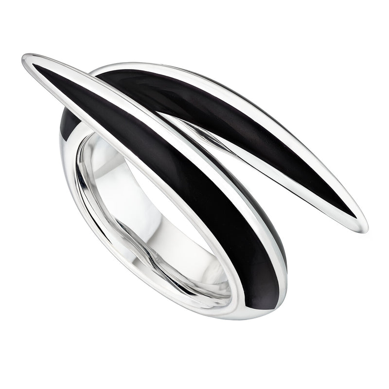 Sabre Deco Crossover Ring, Size P - Silver - SA071.SSBKRZP