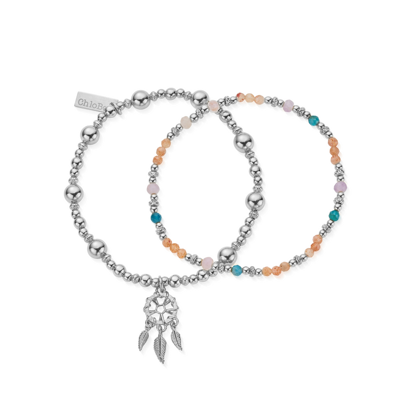 Dusky Dreams Set of 2 Bracelets - Silver - SBSETSLA3290