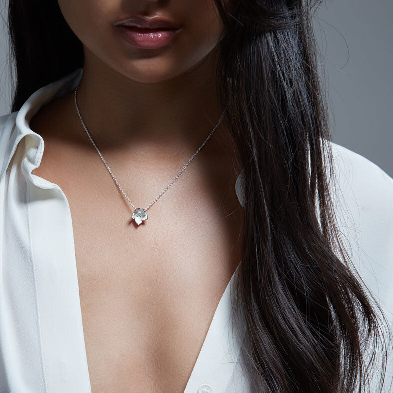 Cherry Blossom Flower Pendant, Large - Silver - CB007.SSWHNOS