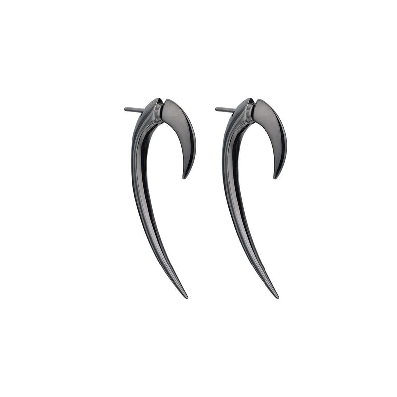 Hook Earrings, Size 1 - Silver/Black - HT008.BRNAEOS
