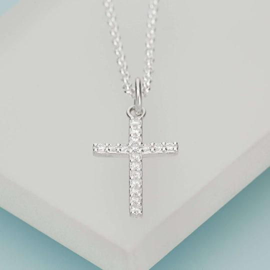 Crystal Cross Necklace - Silver - SPCNSCRX
