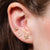Geometric Set of 3 Single Stud Earrings - Gold - SPESGS31-33-27
