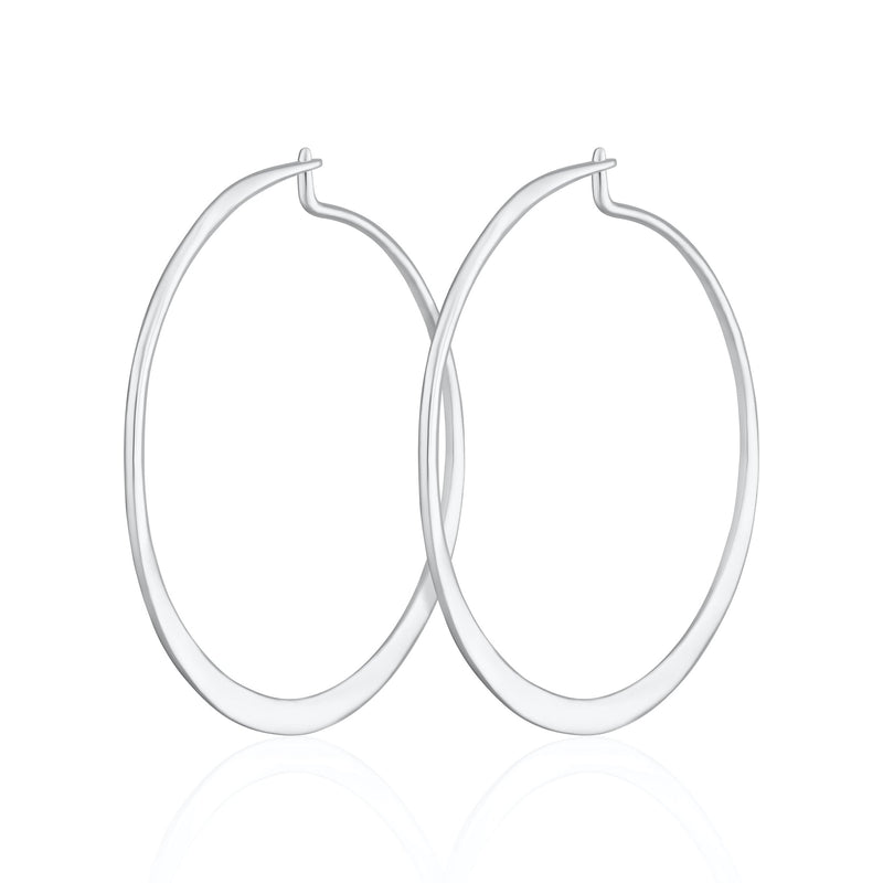 Flat Hoop Earrings - Silver - SPESSS122