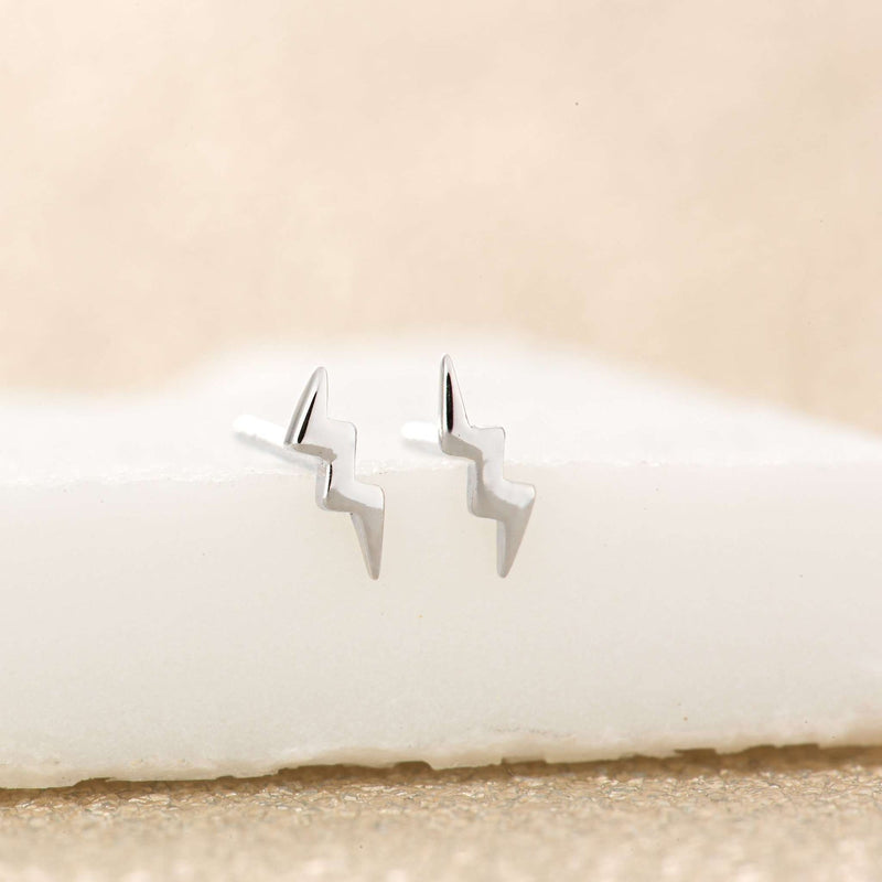 Lightning Stud Earrings - Silver - SPESSS26