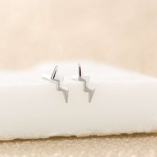 Lightning Stud Earrings - Silver - SPESSS26