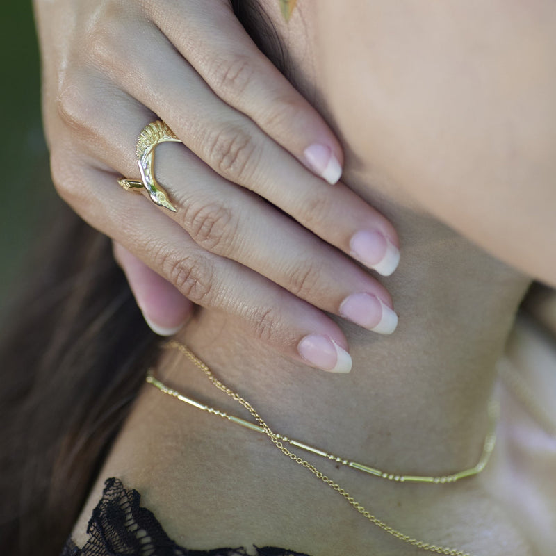 Bamboo Chain Choker - Silver - SPS-305