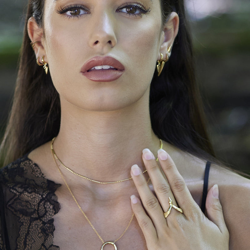 Bamboo Chain Choker - Silver - SPS-305