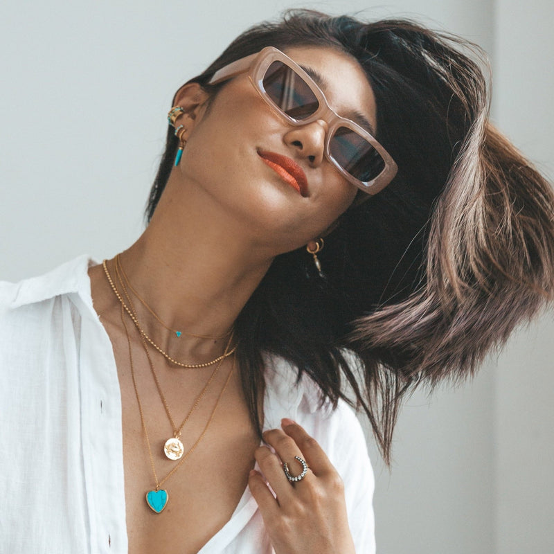 Turquoise Heart Necklace - Gold - SPG-312-226