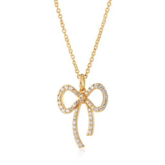 Bow Charm Necklace - Gold - SPG-47-226