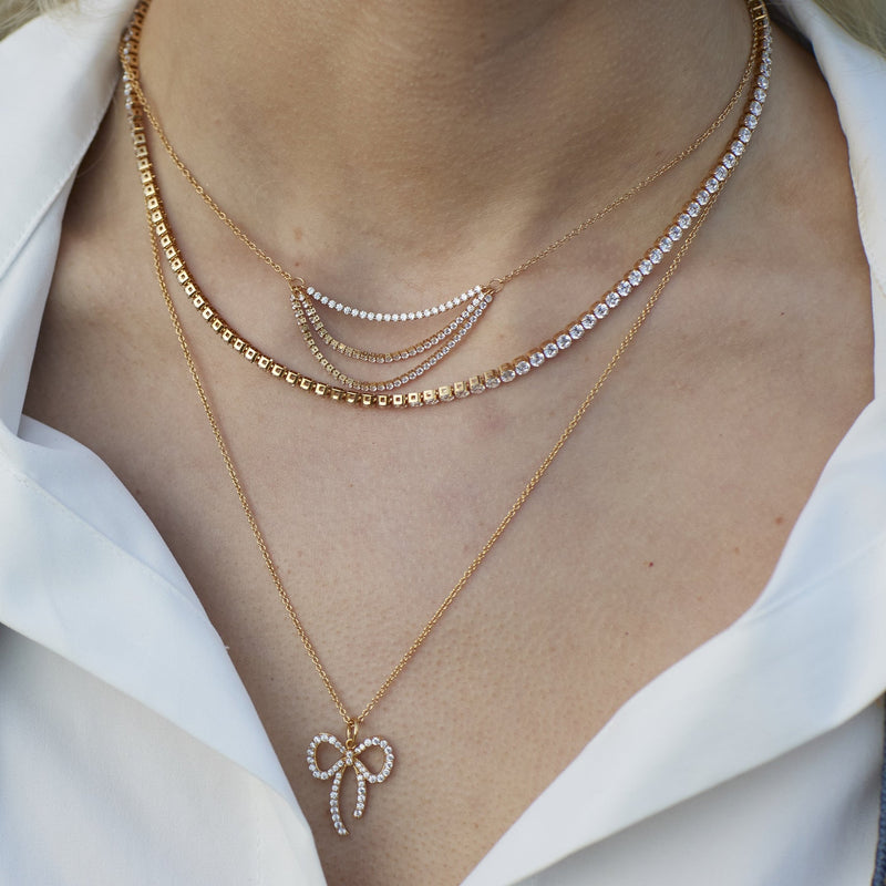 Bow Charm Necklace - Silver - SPS-47-226