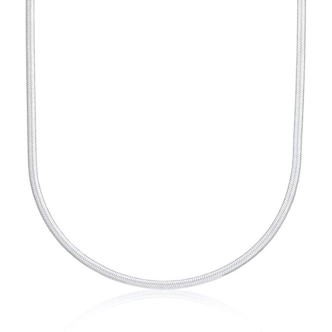 Mini Flat Snake Chain Necklace - Silver - SPS-307