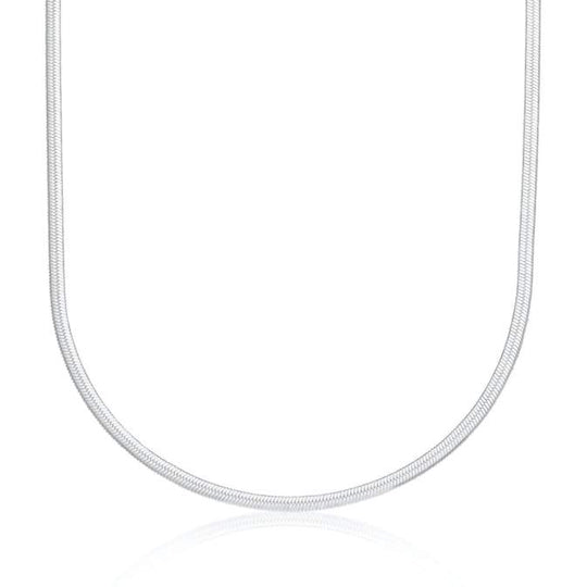 Mini Flat Snake Chain Necklace - Silver - SPS-307