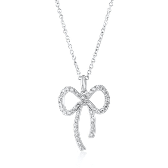 Bow Charm Necklace - Silver - SPS-47-226