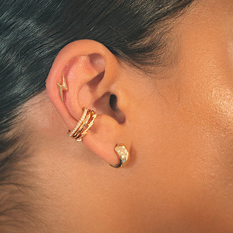 Lightning Bolt Stud Earrings - Gold - SPSEGBOLT