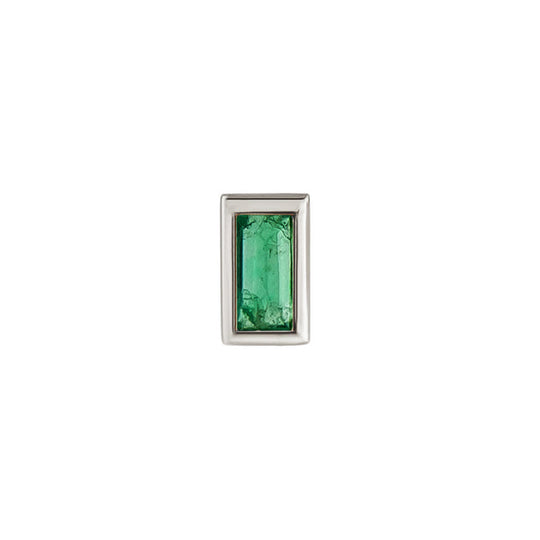 Mini Emerald Baguette Stud Earring - White Gold - ST-BEZ-BAG-MI-EM-WG