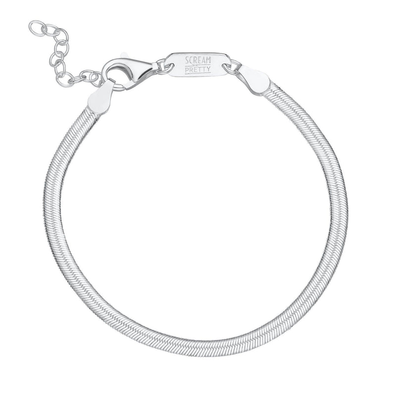 Flat Snake Chain Bracelet - Silver - SPS-310
