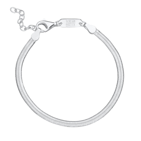 Flat Snake Chain Bracelet - Silver - SPS-310