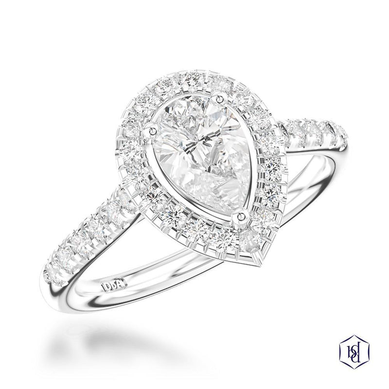 Platinum Pear Shaped Diamond Engagement Ring - 1.64ct