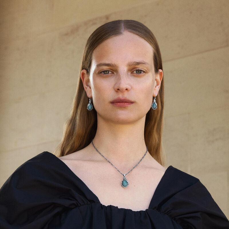 Blue Quartz Heritage Earrings - Silver - 20001217