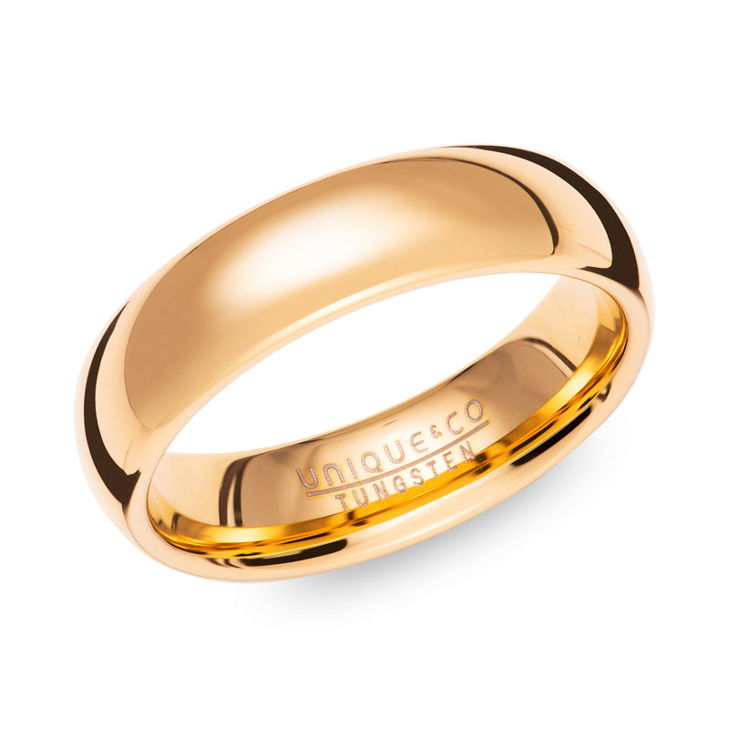 Tungsten 6mm Mens Court Ring - Gold - TUR-144
