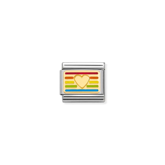 Composable Rainbow Flag Heart Link - Gold - 030263/24