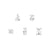 Colour Wave Set of 5 Stud Earrings - Silver - 149804/008