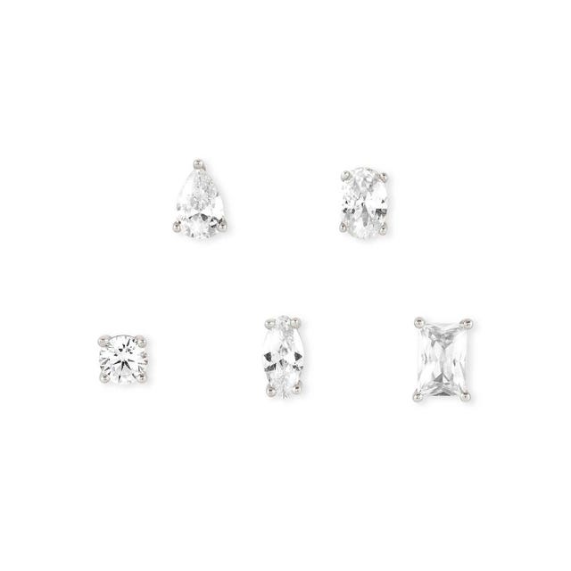 Colour Wave Set of 5 Stud Earrings - Silver - 149804/008