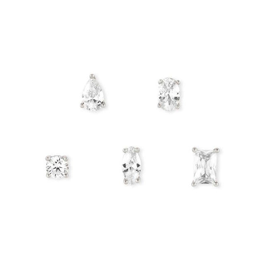 Colour Wave Set of 5 Stud Earrings - Silver - 149804/008