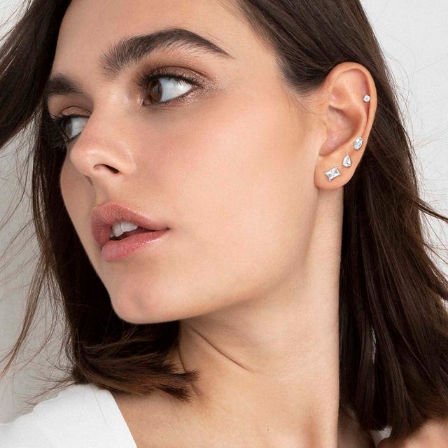 Colour Wave Set of 5 Stud Earrings - Silver - 149804/008