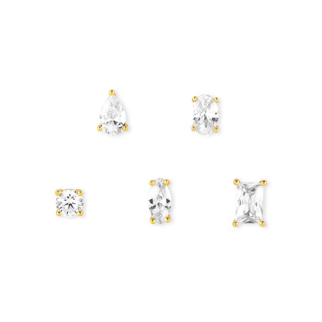 Colour Wave Set of 5 Stud Earrings - Gold - 149804/014