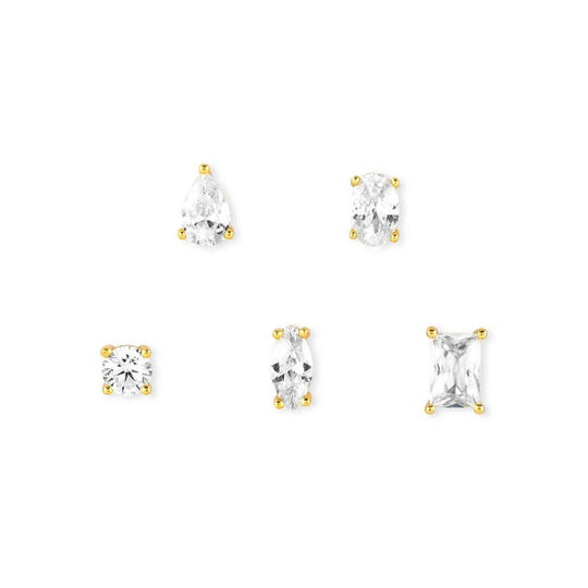 Colour Wave Set of 5 Stud Earrings - Gold - 149804/014